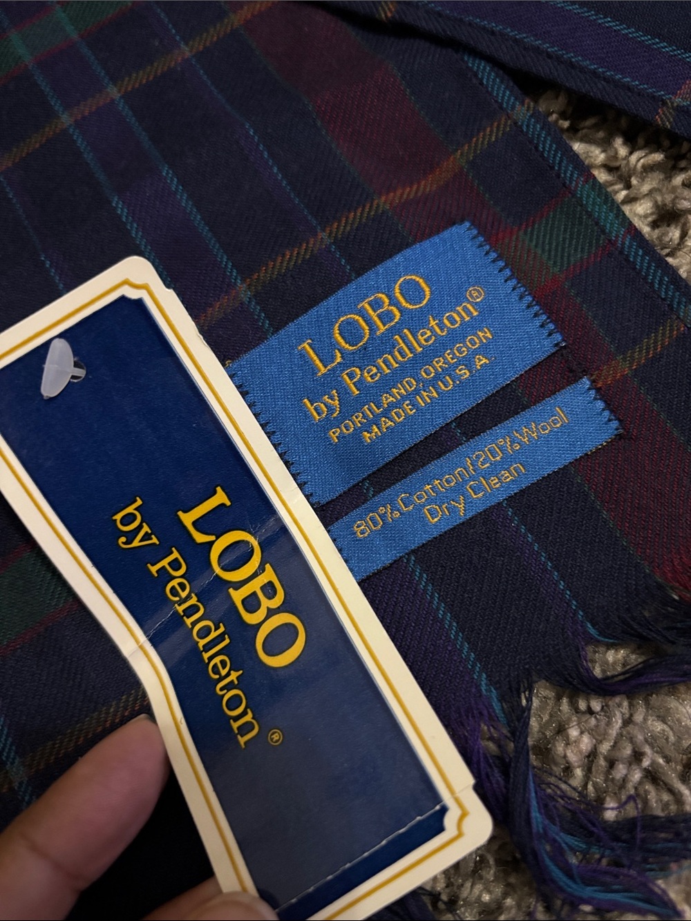 Lobo by Pendleton scarf plaid NWT Made in USA cotton/wool checkered schoolgirl - Picture 2 of 4